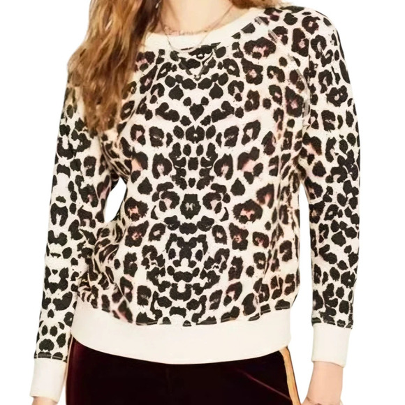 Mother Leopard Print Ivory Black Pink Sweatshirt Sweater Top - Picture 1 of 8